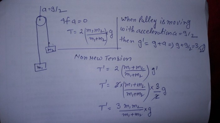 Two masses m1 and m2 are connected by a cord